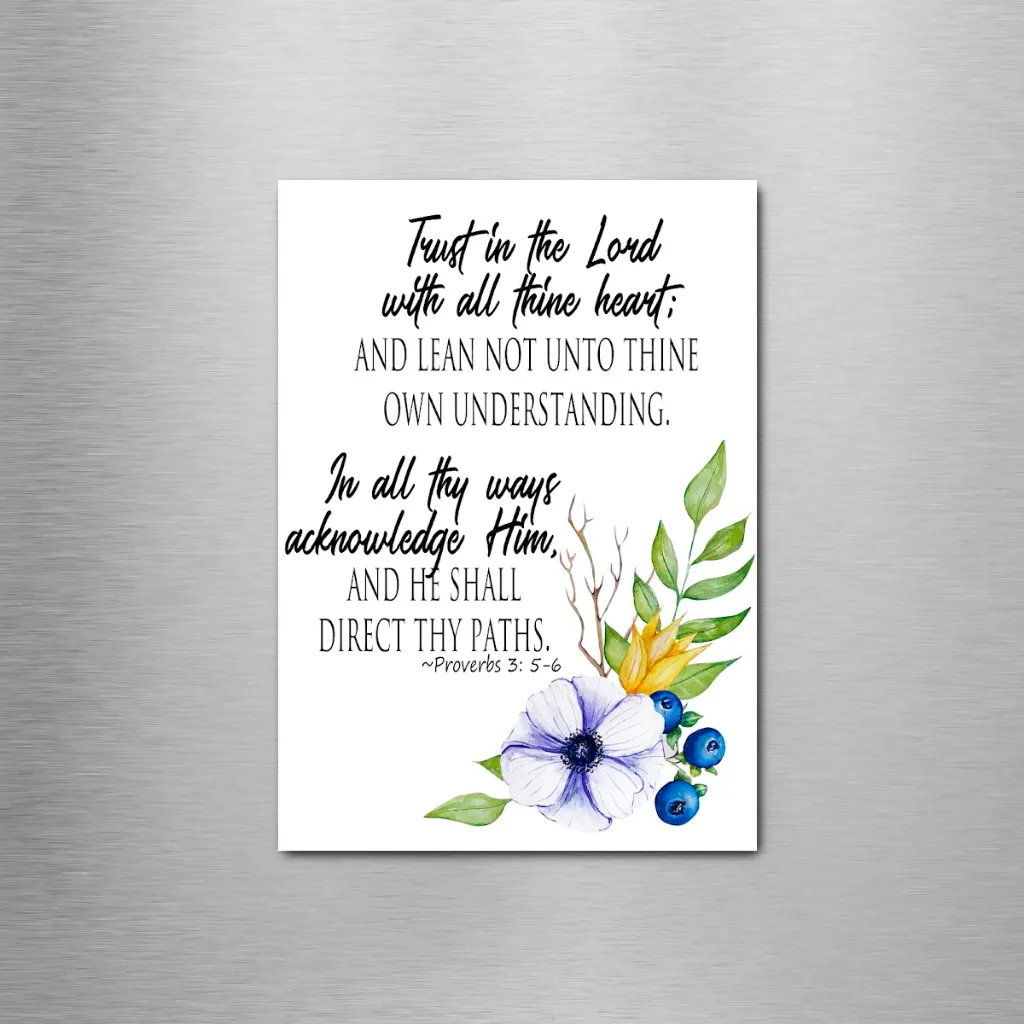 Proverbs 3:5-6 Blue Rectangle Magnet