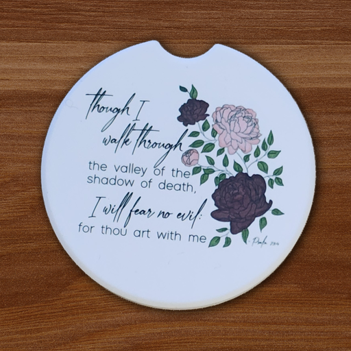 [1DQF6D] Psalm 23:4 Car Coaster