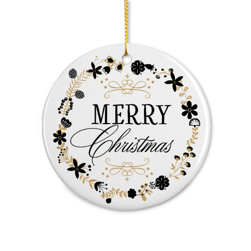 [1J21Q4] Merry Christmas Black & Gold Ornament