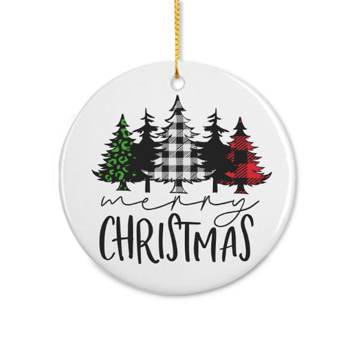 [15C7ZY] Merry Christmas Plaid Ornament