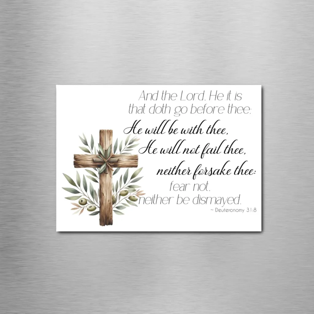 Deuteronomy 31:8 Cross Rectangle Magnet