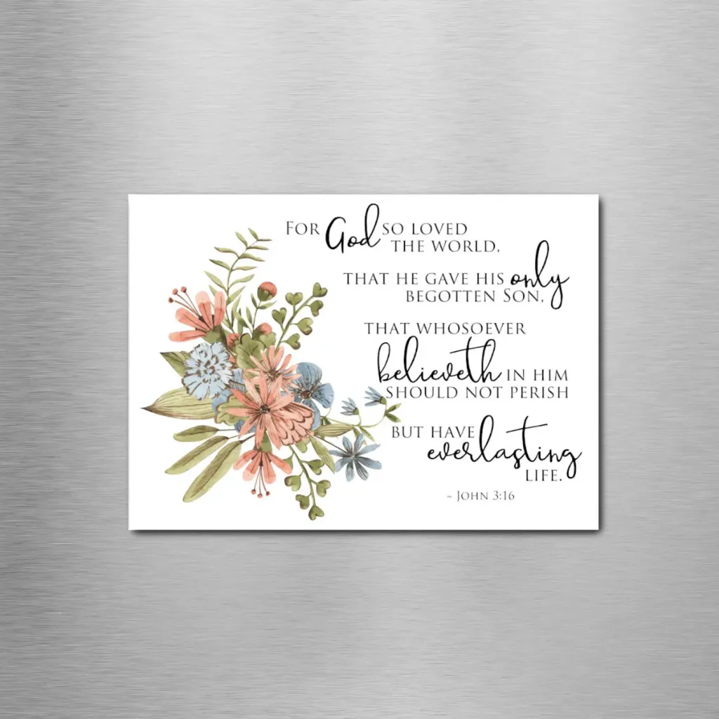 John 3:16 Floral Rectangle Magnet